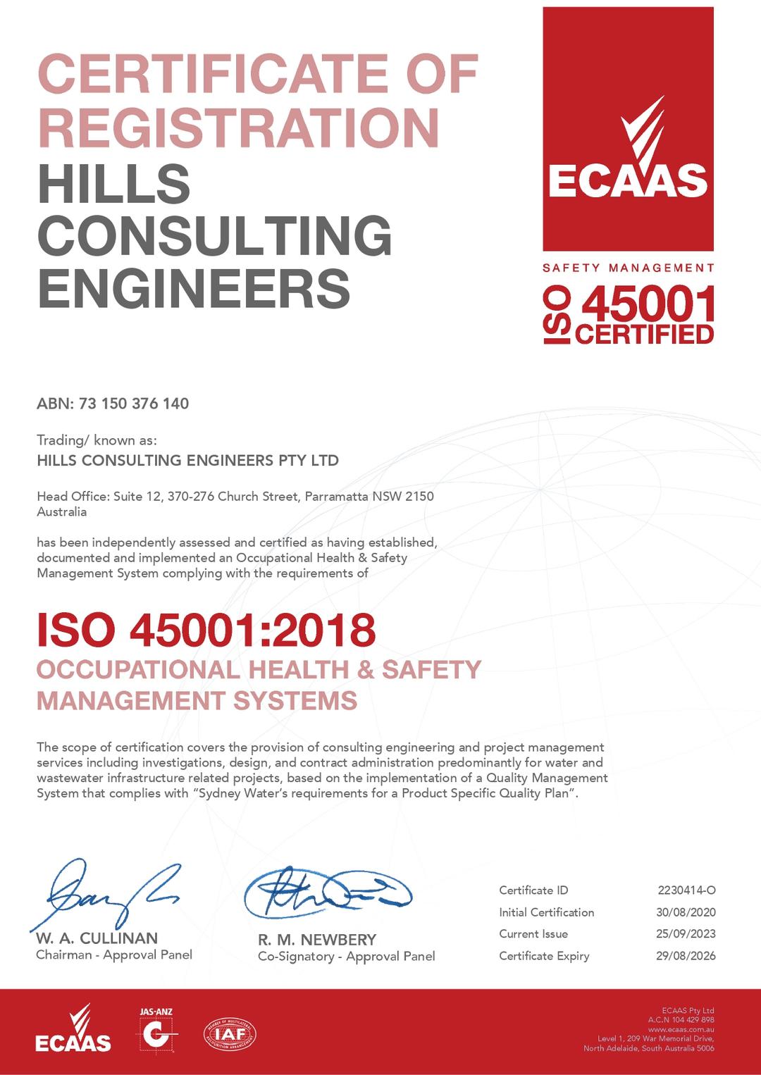 DAS ISO Certificate - Occupational Health Safety