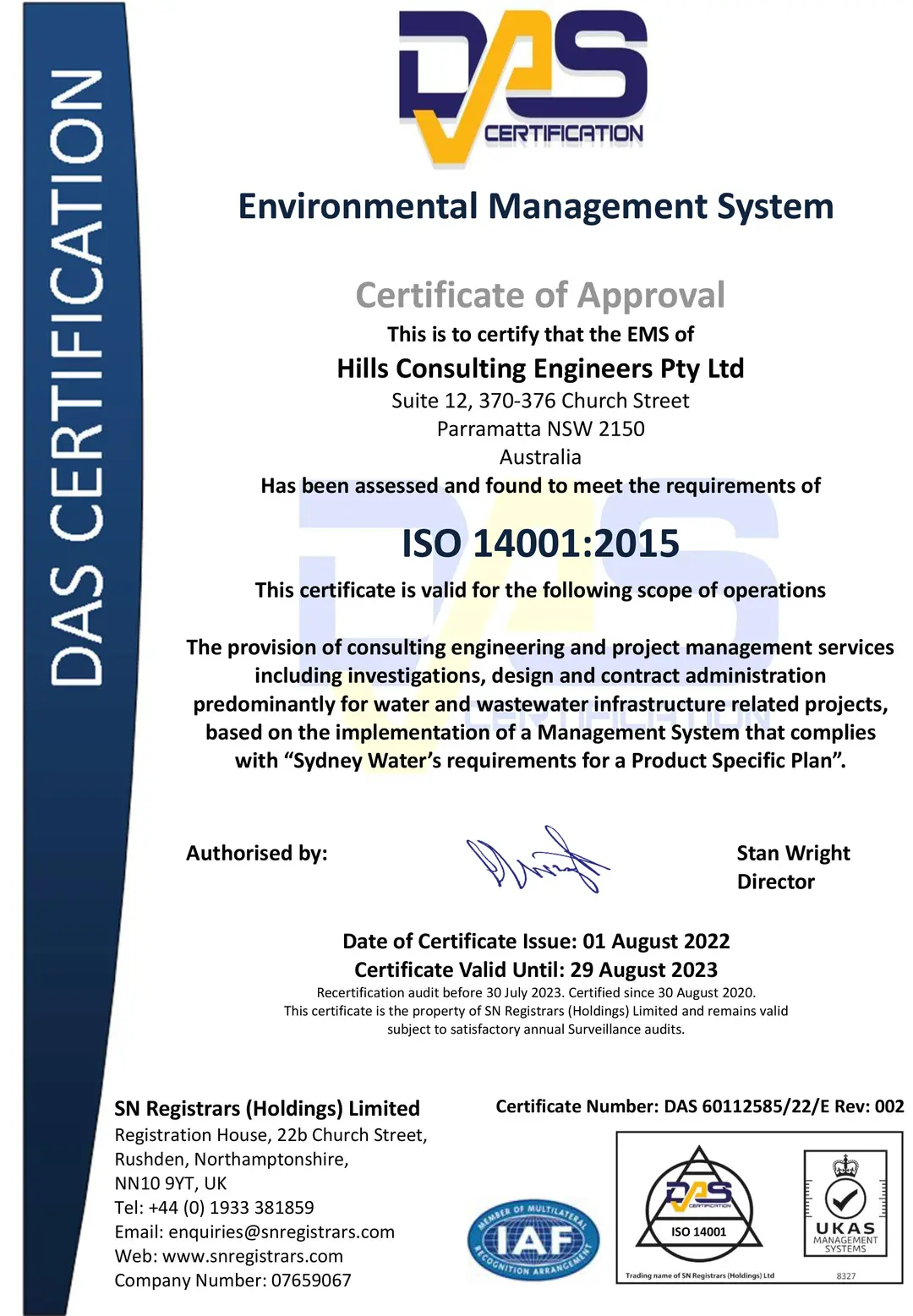 DAS ISO Certificate - Environmental